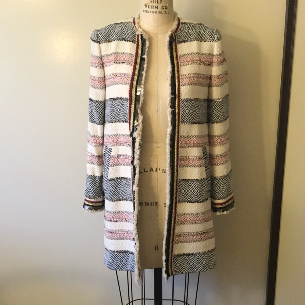 Zara tweed jacket with beading detail